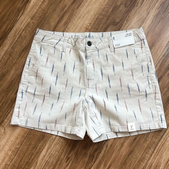a.n.a Women’s 5” Mid Rise Chino Short in Birch Geo Size 8 NWT - Picture 2 of 6